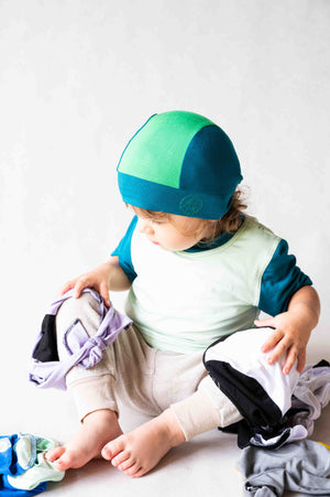 REWANA CHILDREN'S SHORT-SLEEVE T-SHIRT BAMBOO KNIT MINT AND JADE