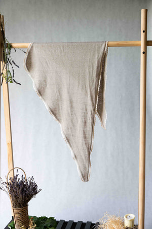 REWANA Natural hemp knit multipurpose scarf with cotton lace – photo 1