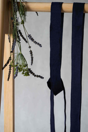 REWANA navy blue hemp tie scarf without embroidery – view 2