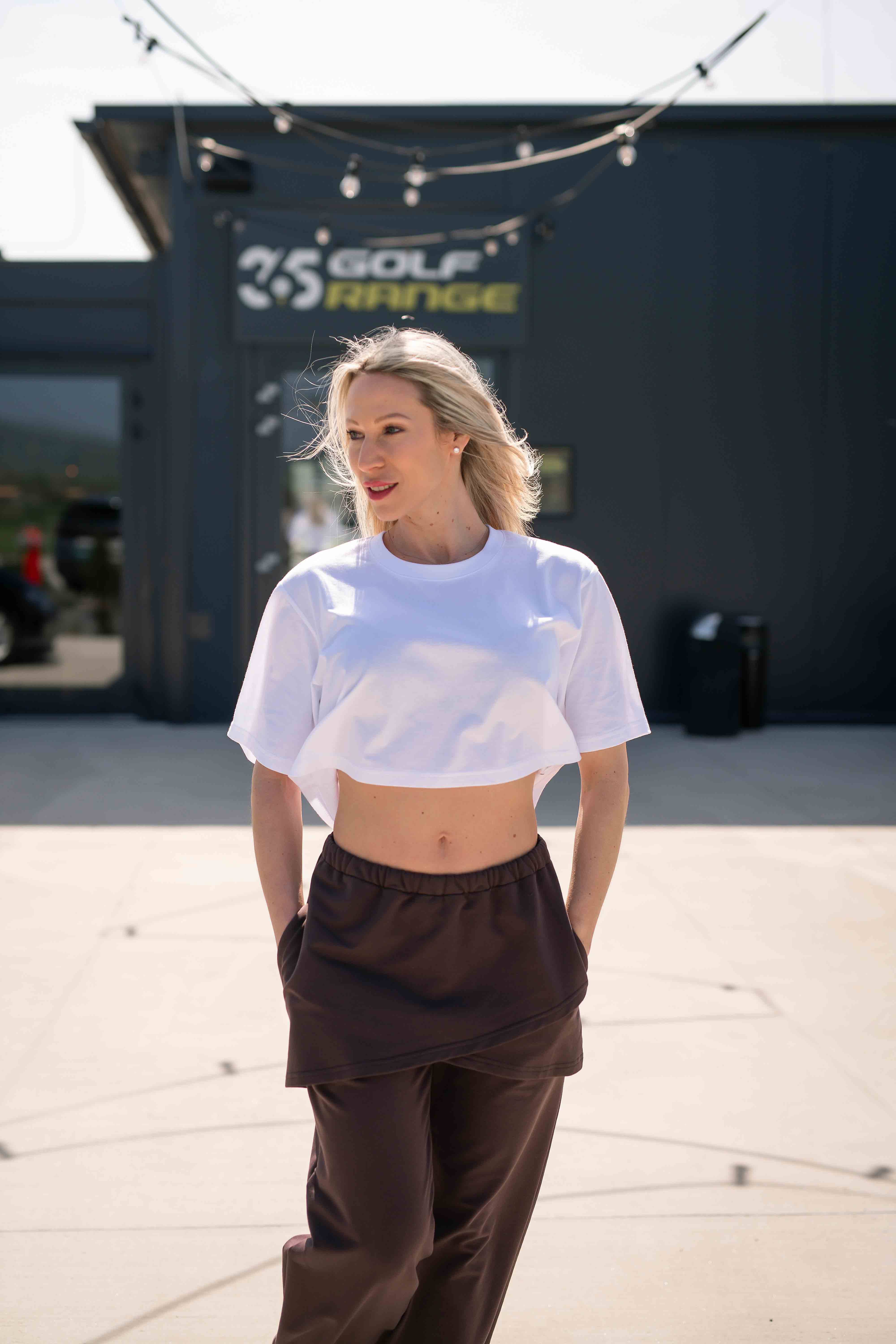 REWANA WOMEN'S T-SHIRT SHORT CROP FIT IN WHITE COLOR
