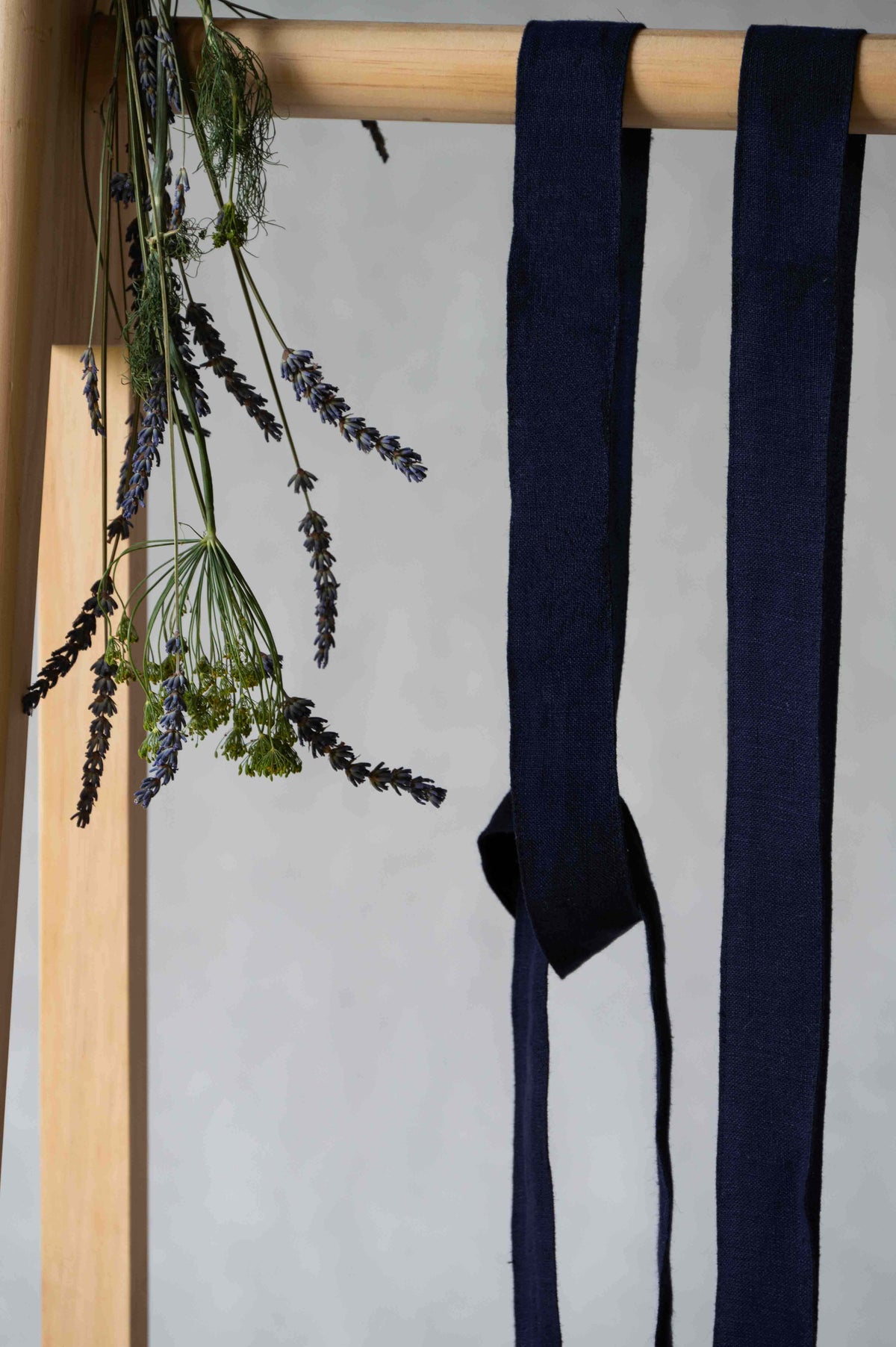 REWANA navy blue hemp tie scarf without embroidery – view 2