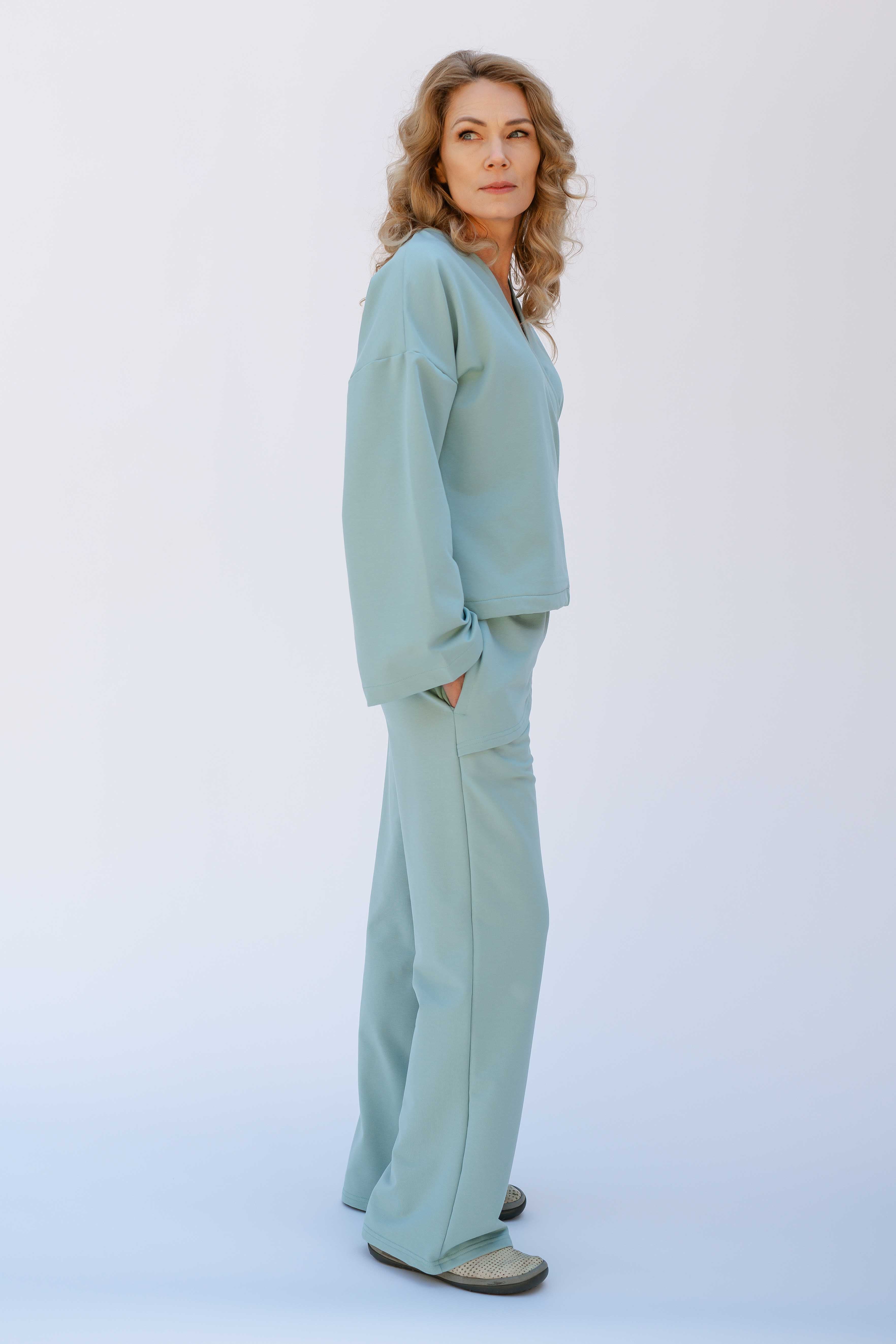 REWANA WOMEN'S PANTS WITH SKIRT IN MINT COLOR