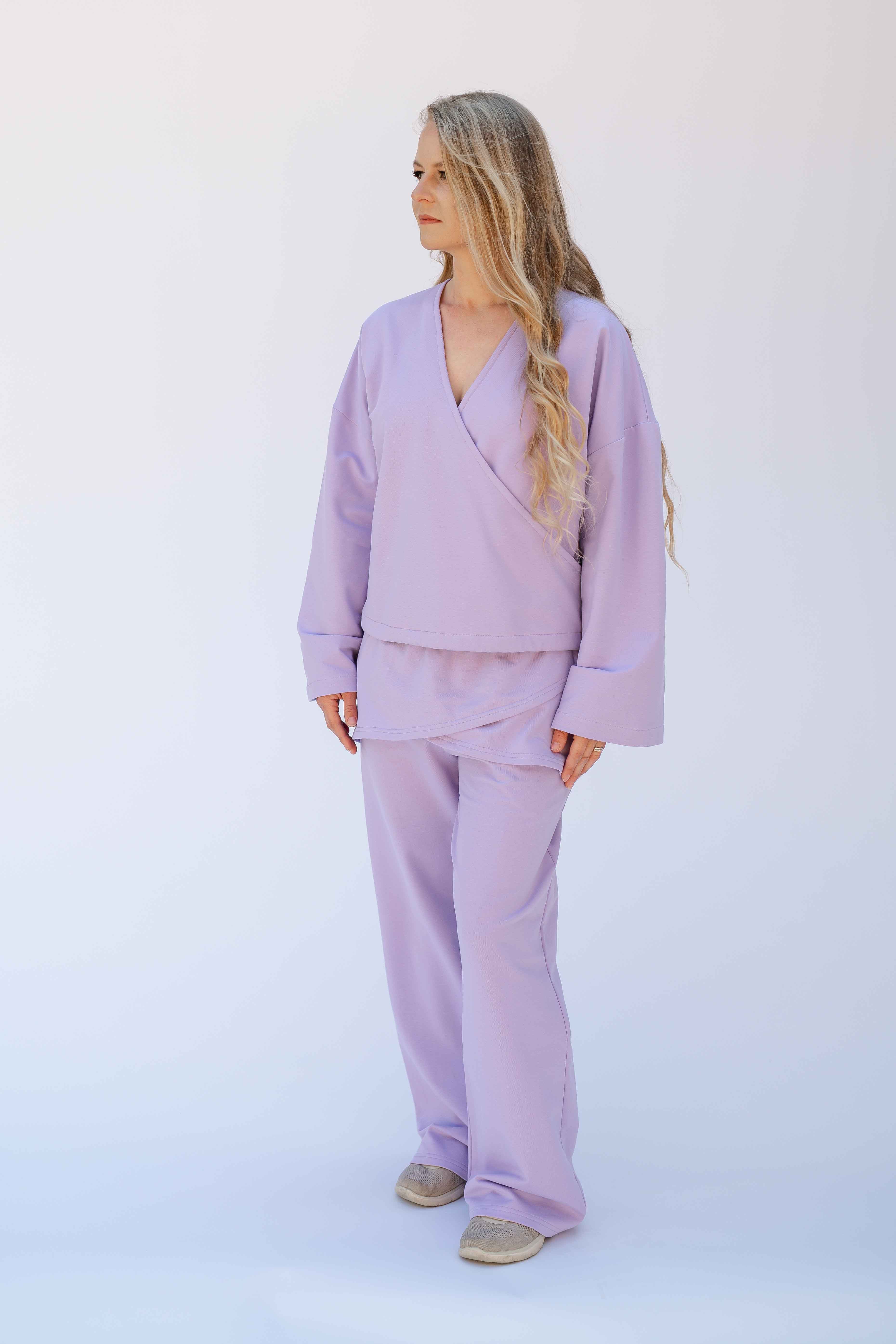 REWANA WOMEN'S PANTS WITH SKIRT IN LILAC COLOR