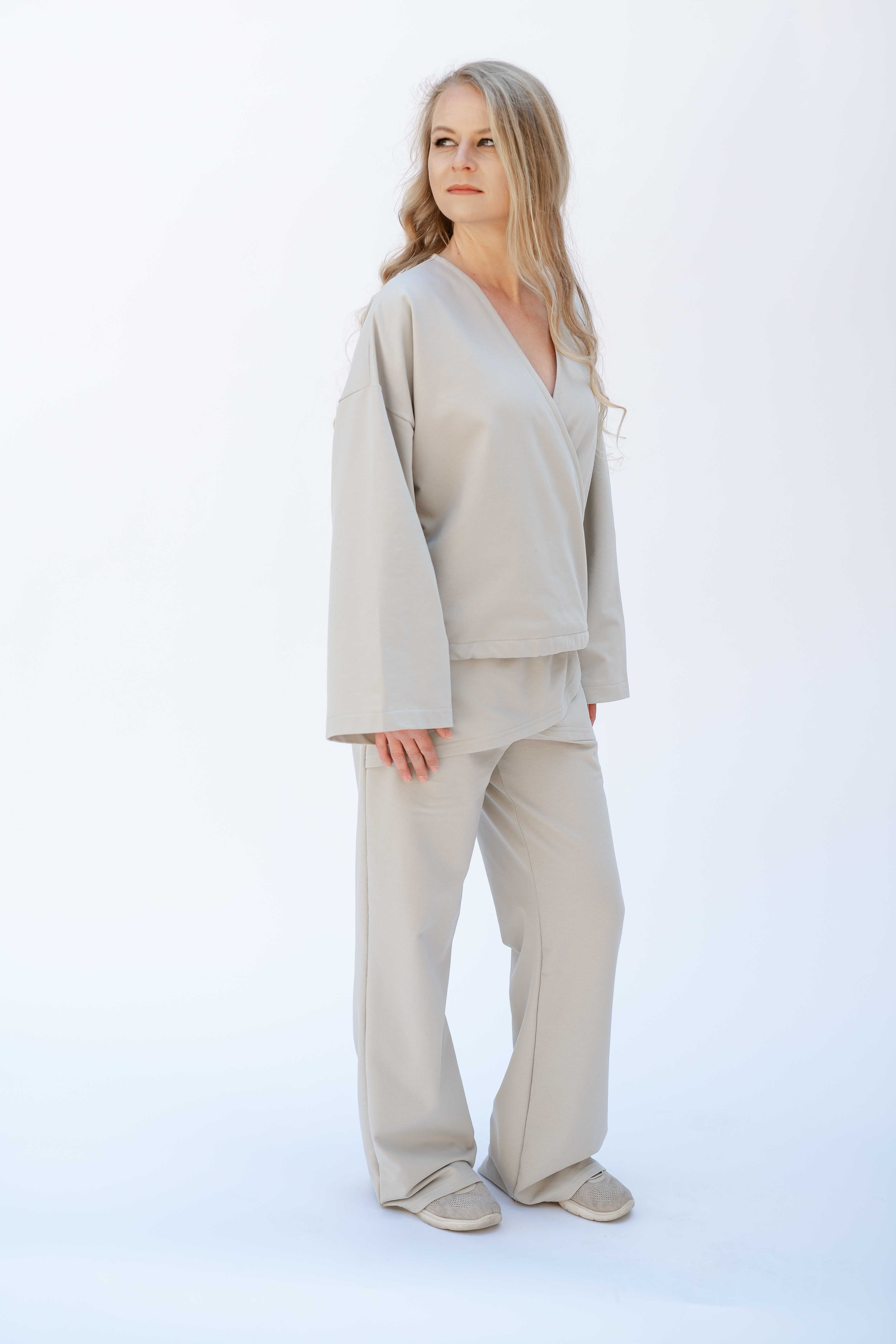 REWANA WOMEN'S PANTS WITH SKIRT IN BEIGE COLOR
