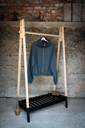 REWANA oversize mikina na zips tmavý sivý melír – fotografia 3