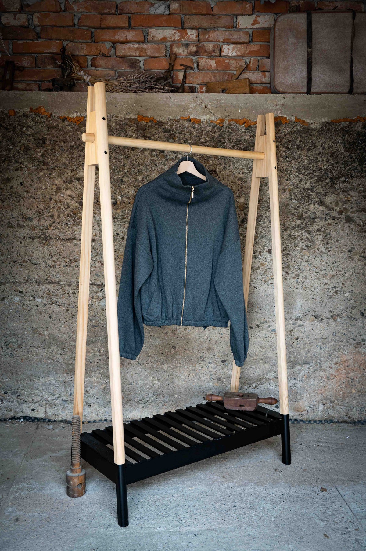 REWANA oversize mikina na zips tmavý sivý melír – fotografia 3