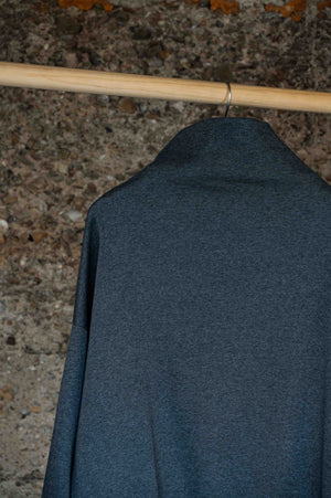 REWANA oversize mikina na zips tmavý sivý melír – fotografia 4
