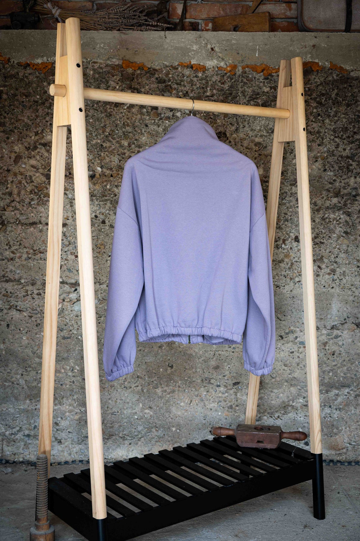 REWANA fialová oversize pánska mikina na zips s vysokým golierom – fotografia 5