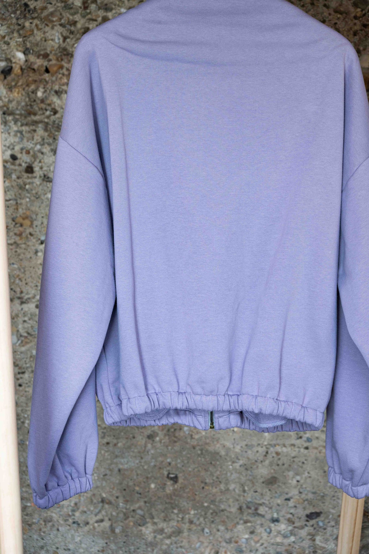 REWANA fialová oversize pánska mikina na zips s vysokým golierom – fotografia 3