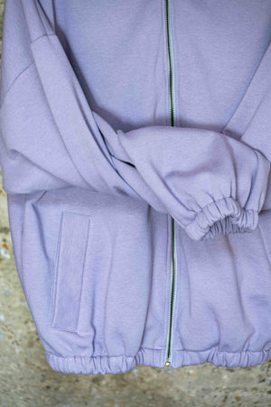 REWANA fialová oversize pánska mikina na zips s vysokým golierom – fotografia 4