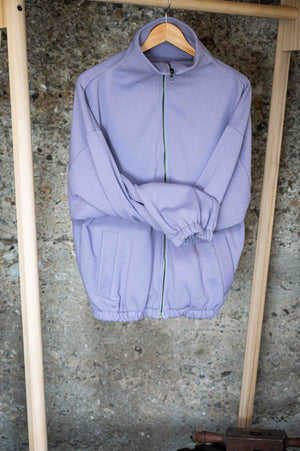 REWANA fialová oversize pánska mikina na zips s vysokým golierom – fotografia 9