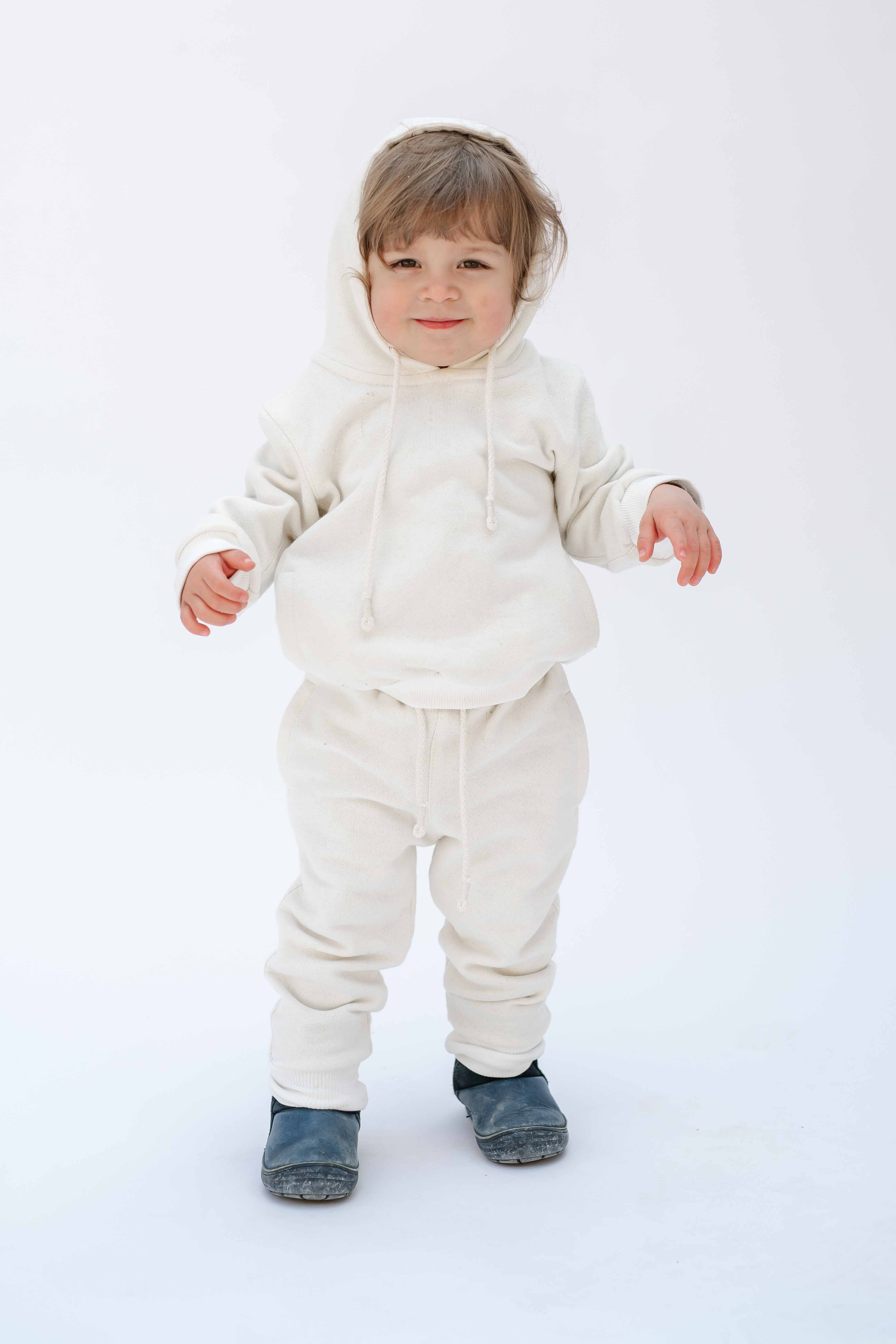 REWANA CHILDREN'S TRACKSUITS NORI WITH PATENT NATURAL PILE FABRIC IN IVORY COLOR