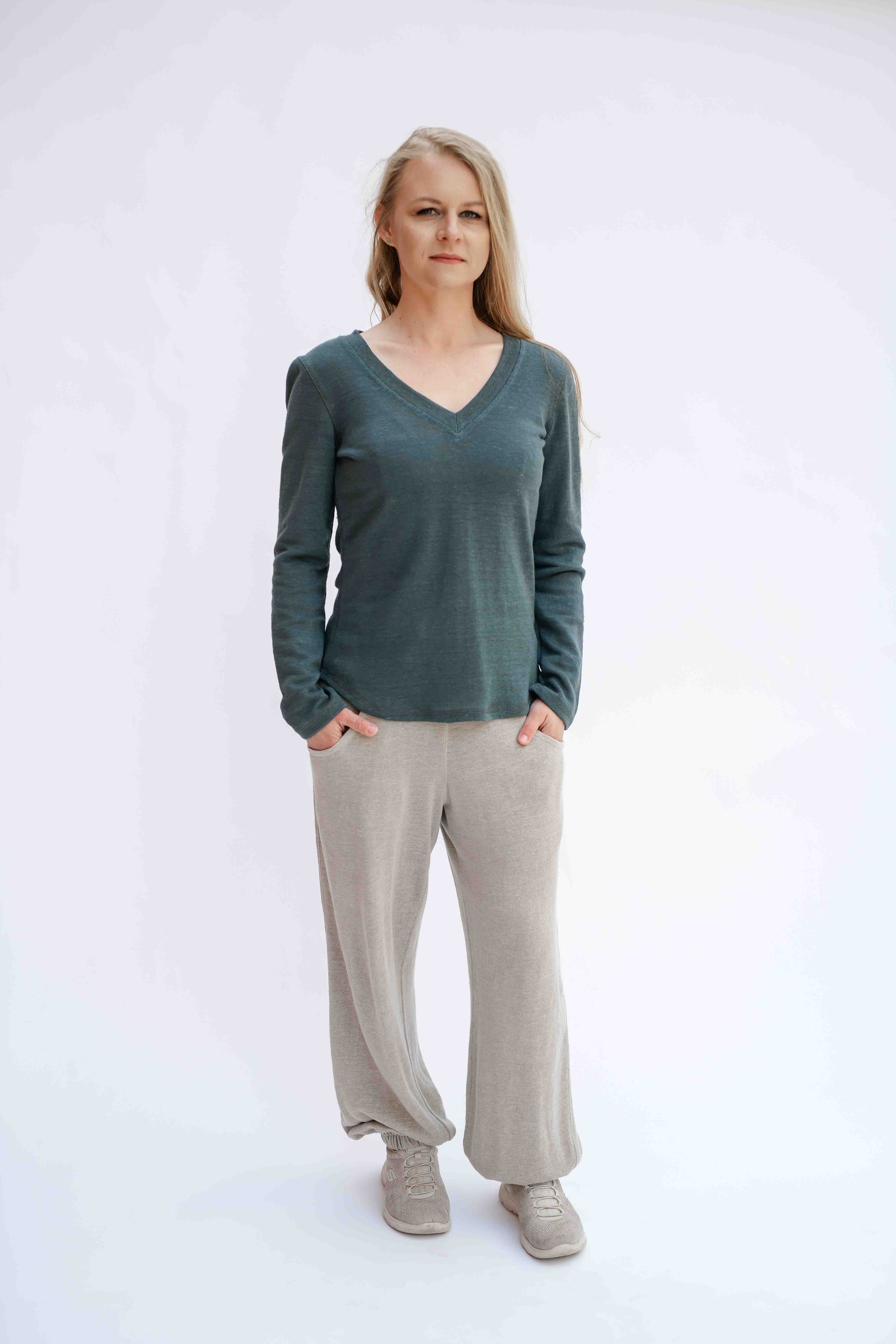 REWANA WOMEN'S SWEATSHIRTS ROSALIN 100% NATURAL CERTIFIED KNIT IN NATURAL COLOR