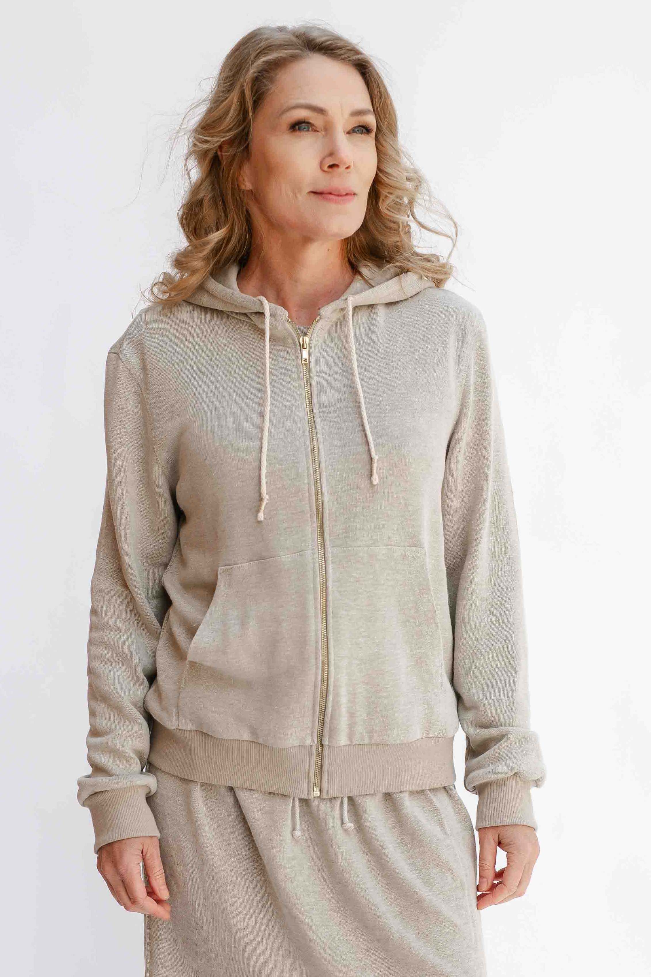 REWANA DÁMSKA KONOPNÁ MIKINA NA ZIPS NATURAL