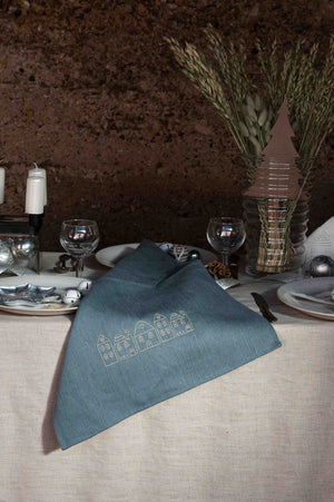 REWANA mint herringbone hemp kitchen towel – photo 1
