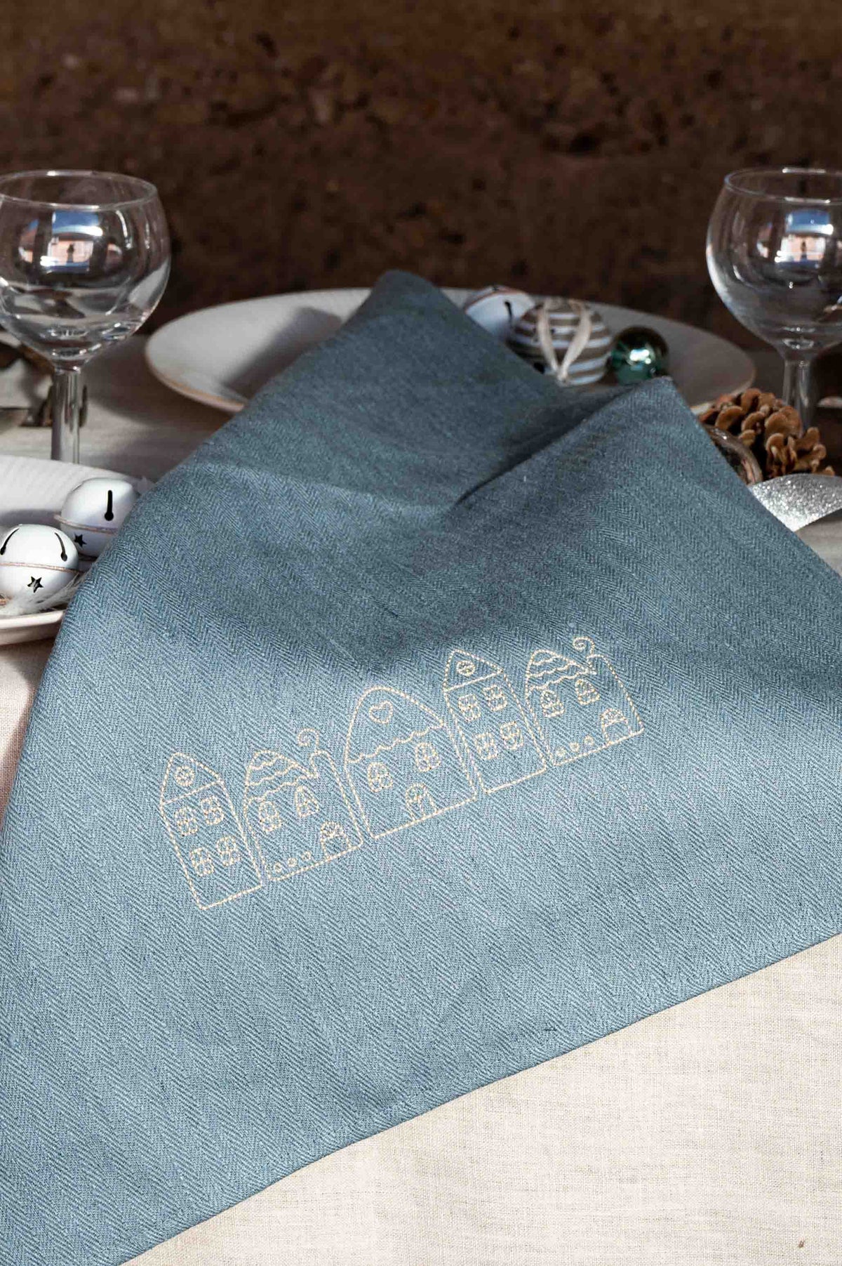 REWANA mint herringbone hemp kitchen towel – photo 3
