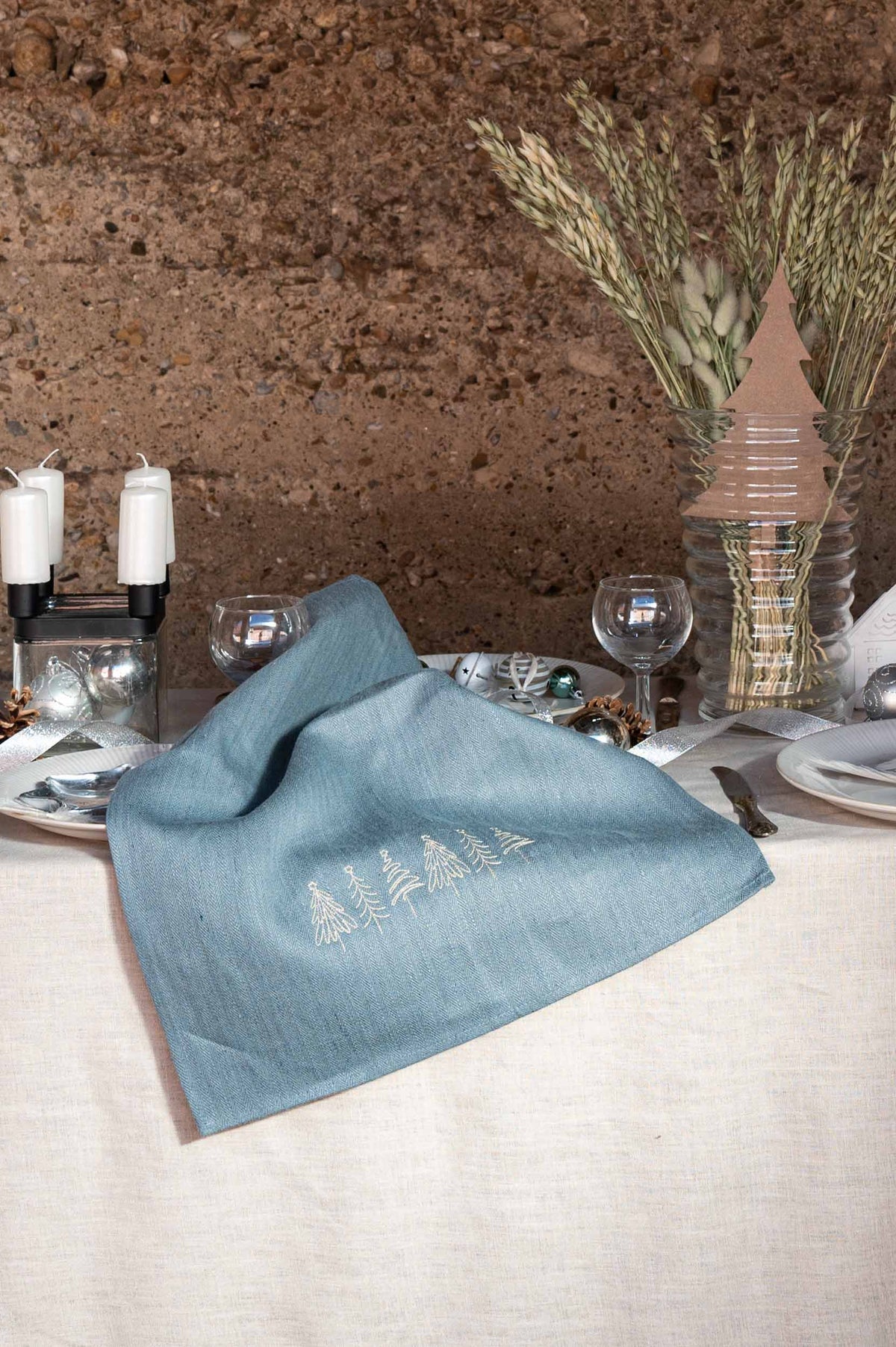 REWANA mint herringbone hemp kitchen towel – photo 2
