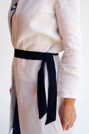 REWANA navy blue hemp tie scarf without embroidery – view 3