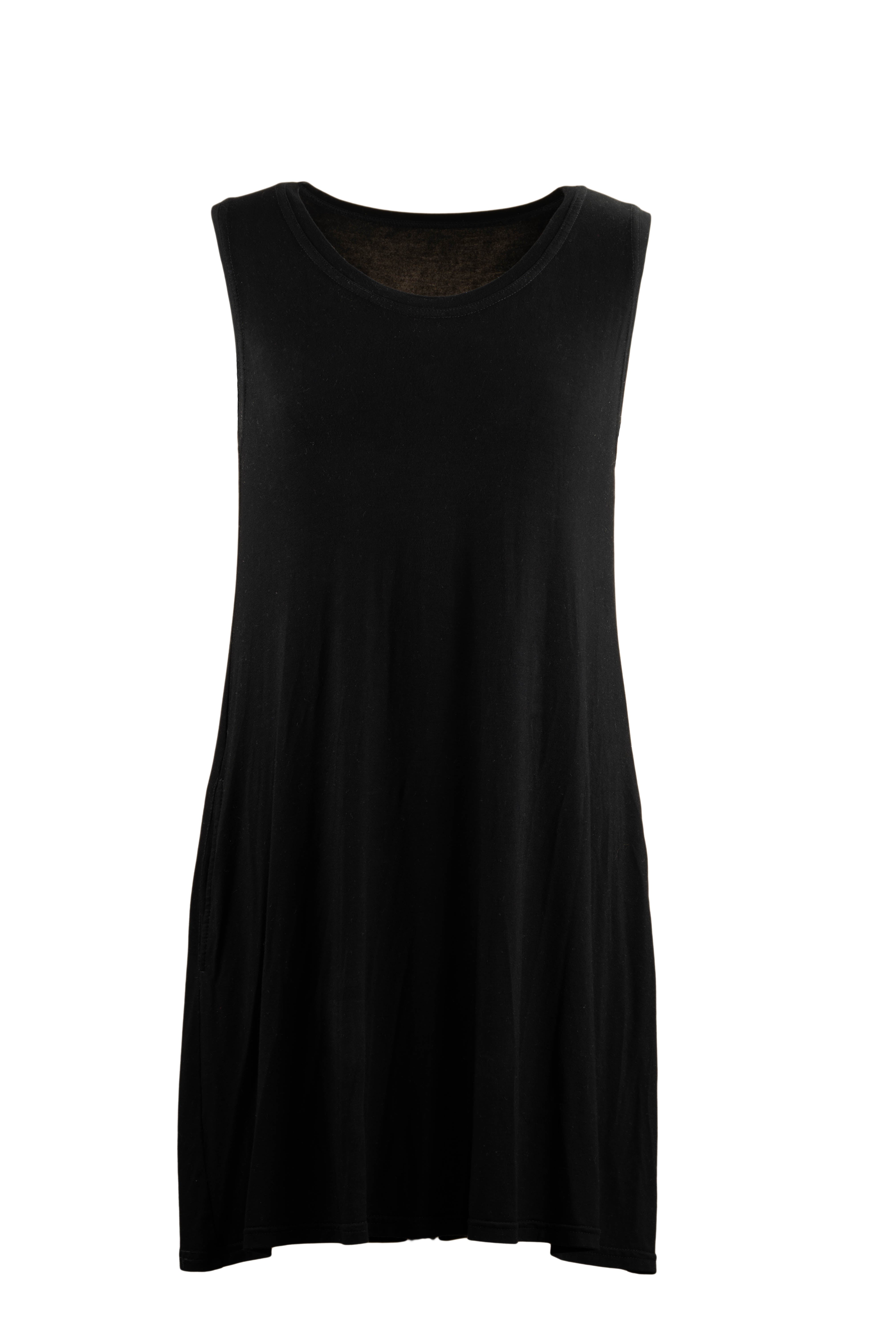 REWANA WOMEN'S BAMBOO DRESS SLEEVELESS IN BLACK COLOR