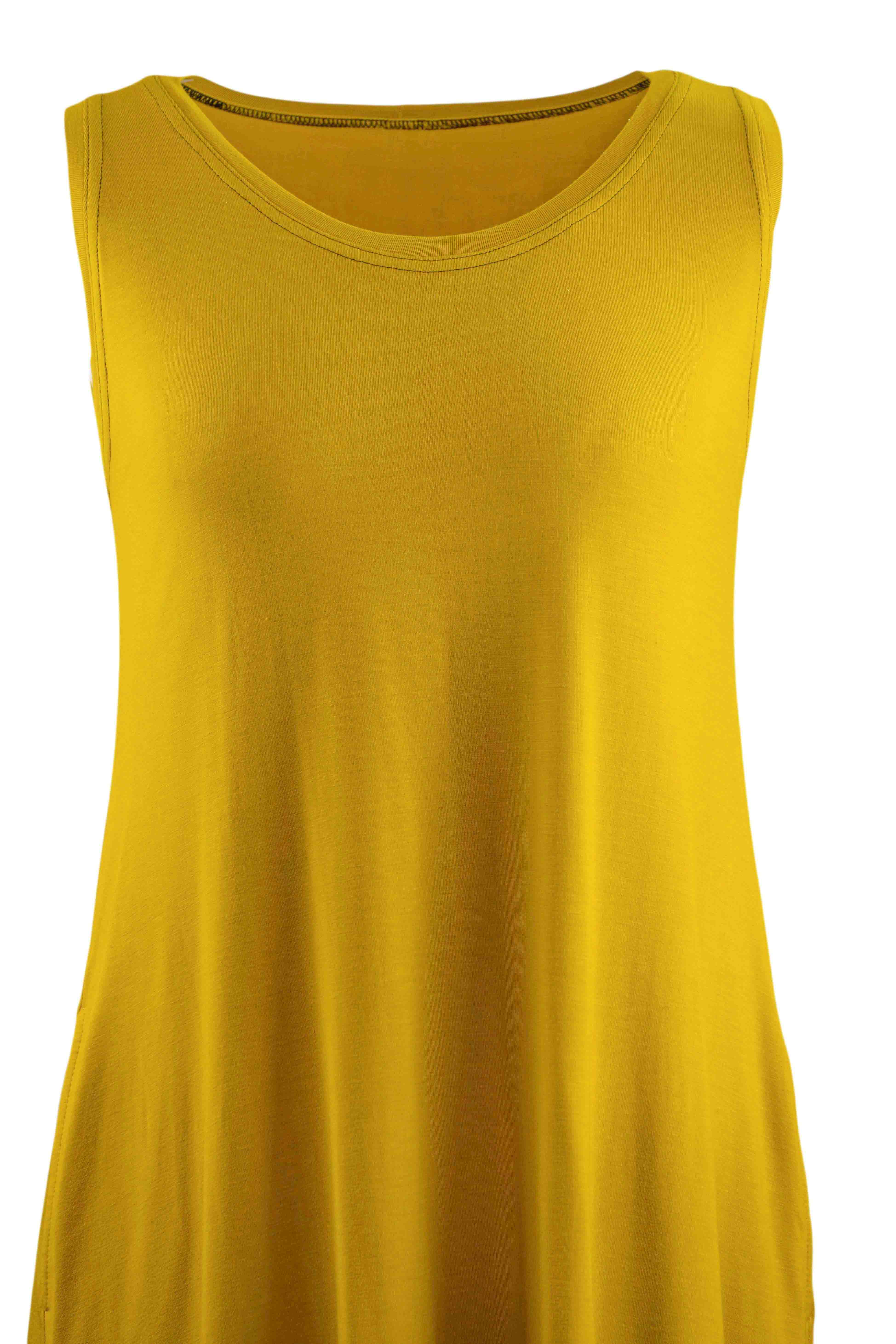 REWANA WOMEN'S BAMBOO DRESS SLEEVELESS IN MUSTARD COLOR