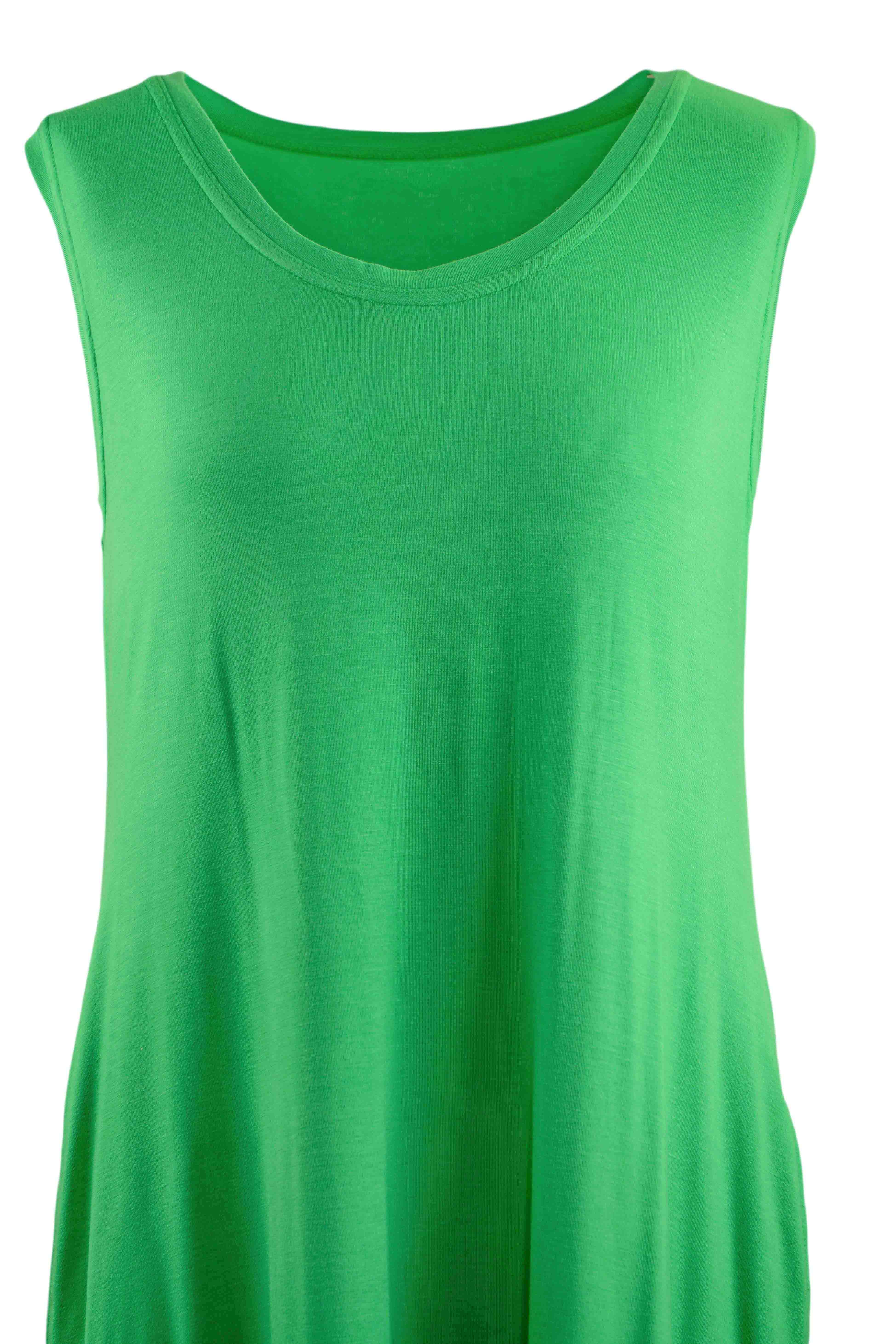 REWANA WOMEN'S BAMBOO DRESS SLEEVELESS IN GREEN COLOR