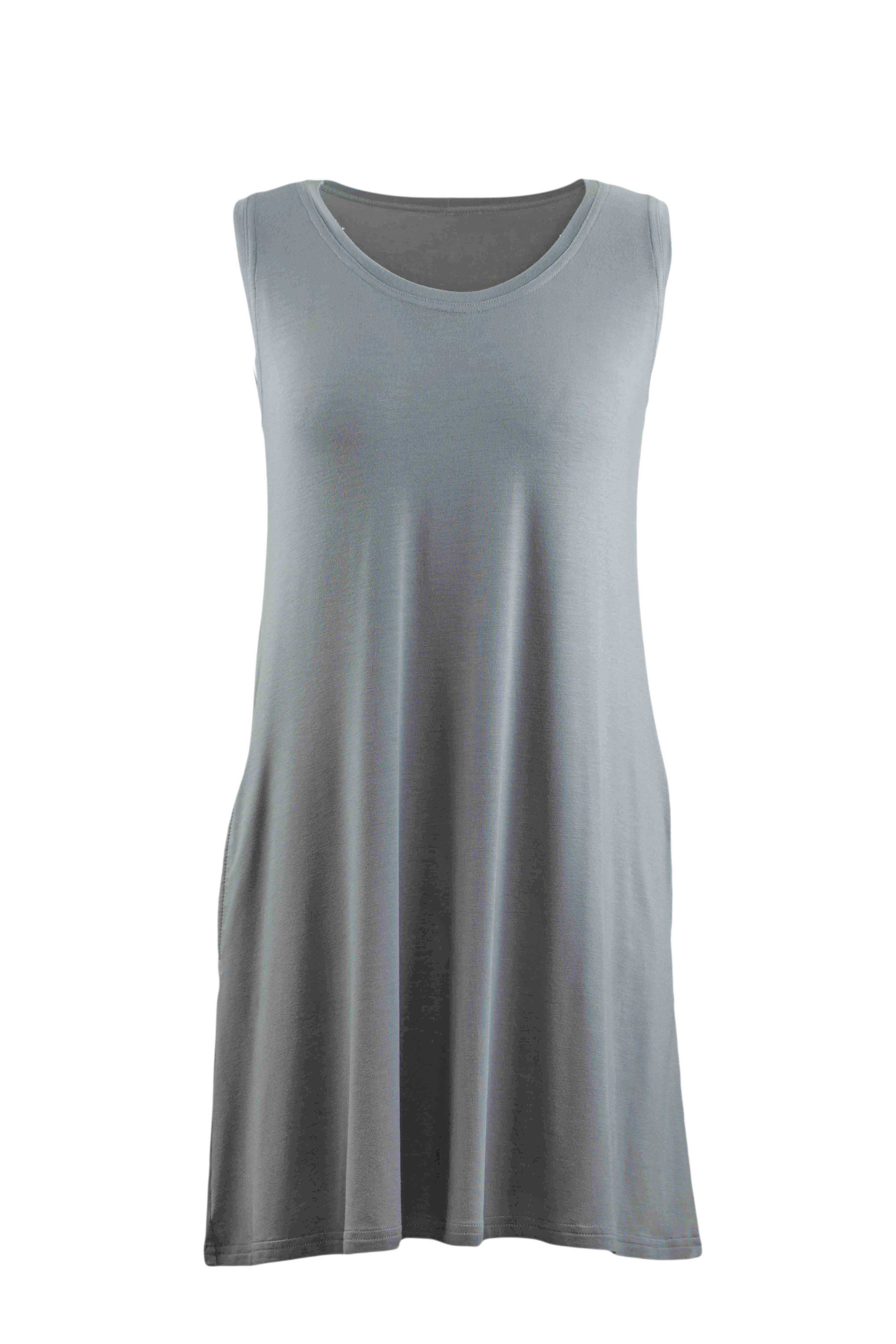 REWANA WOMEN'S BAMBOO DRESS SLEEVELESS IN GREY COLOR