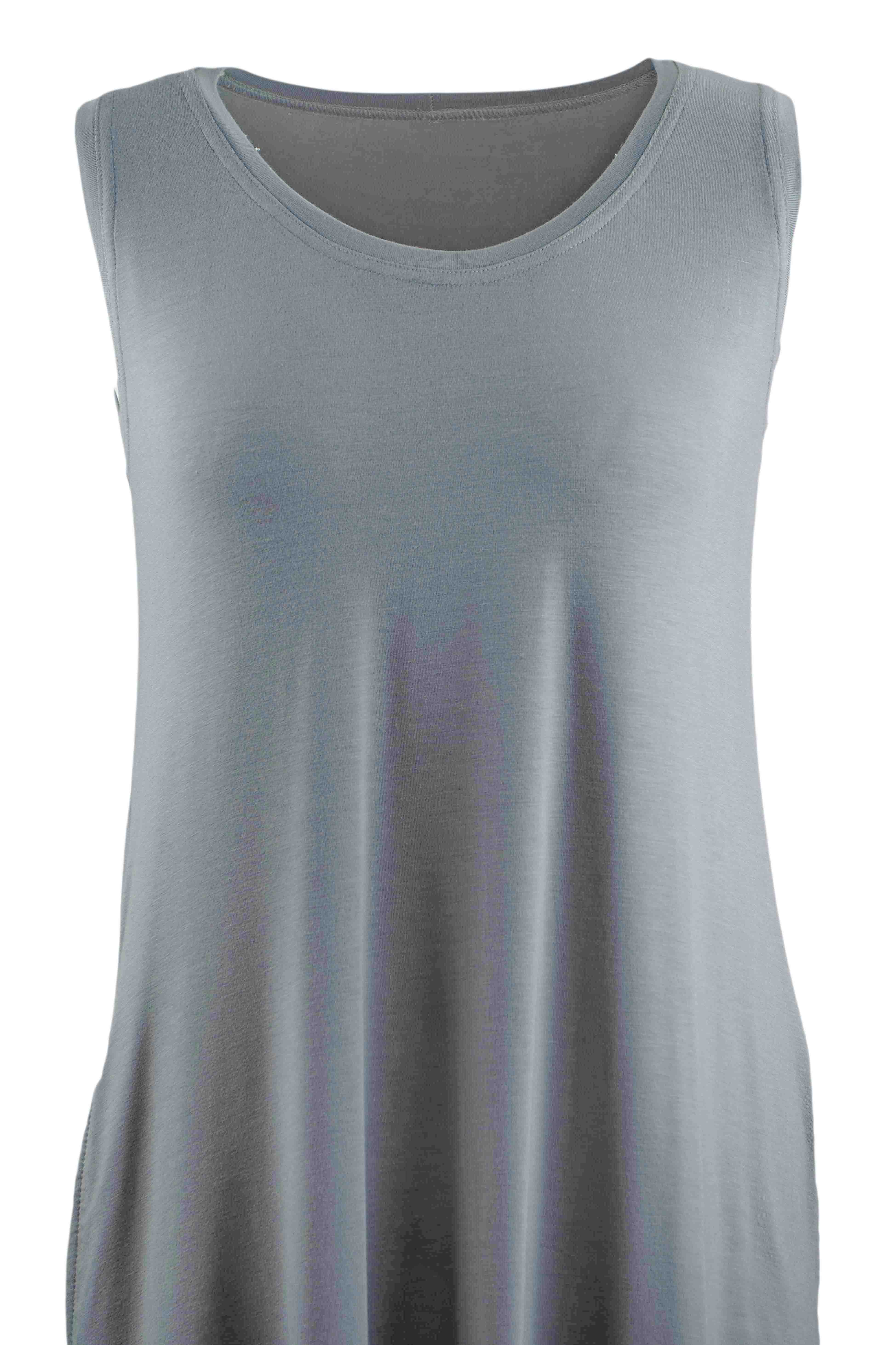 REWANA WOMEN'S BAMBOO DRESS SLEEVELESS IN GREY COLOR