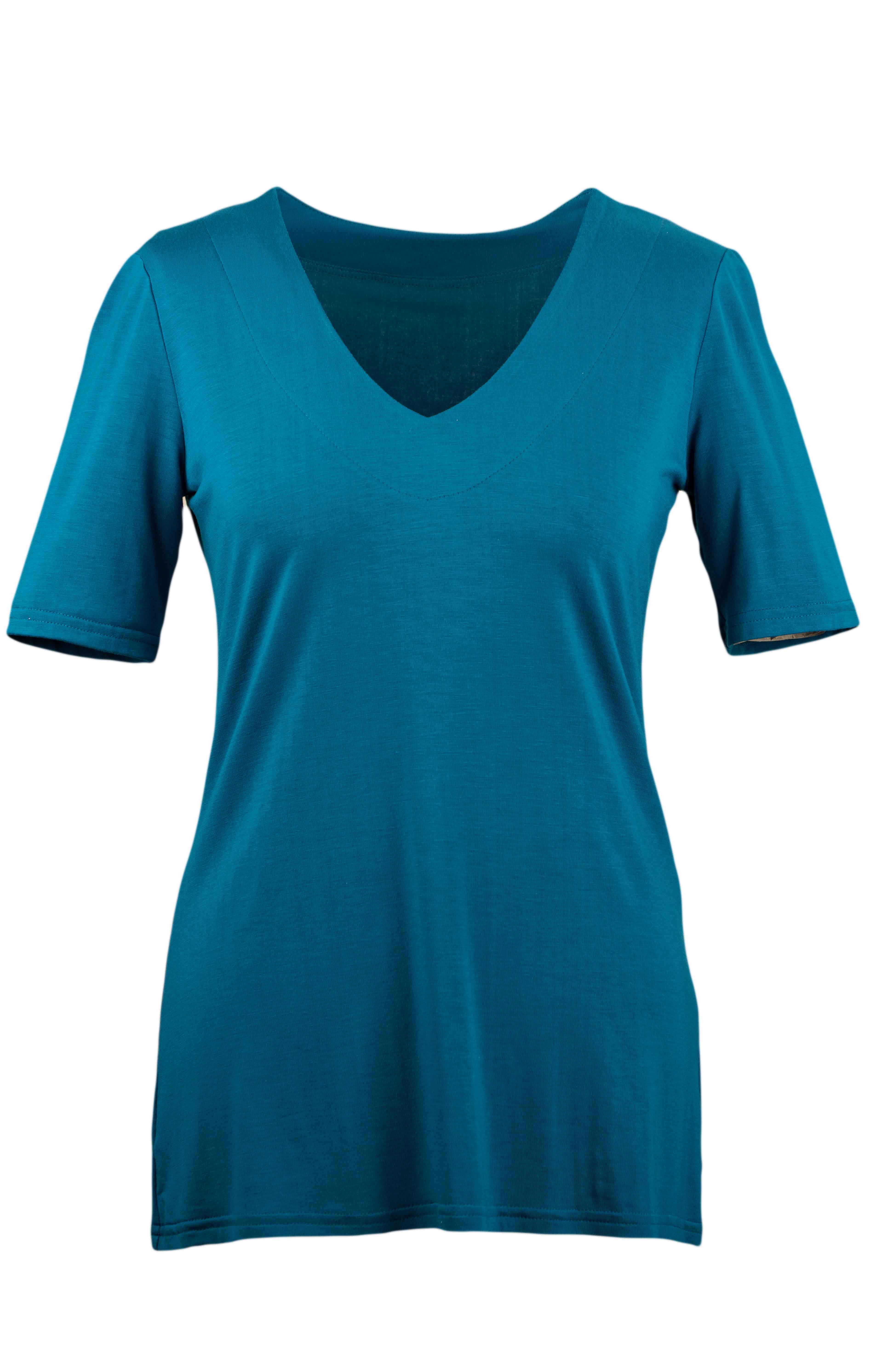 REWANA WOMEN'S BAMBOO T-SHIRT WITH 3/4 SLEEVES IN JADE COLOR