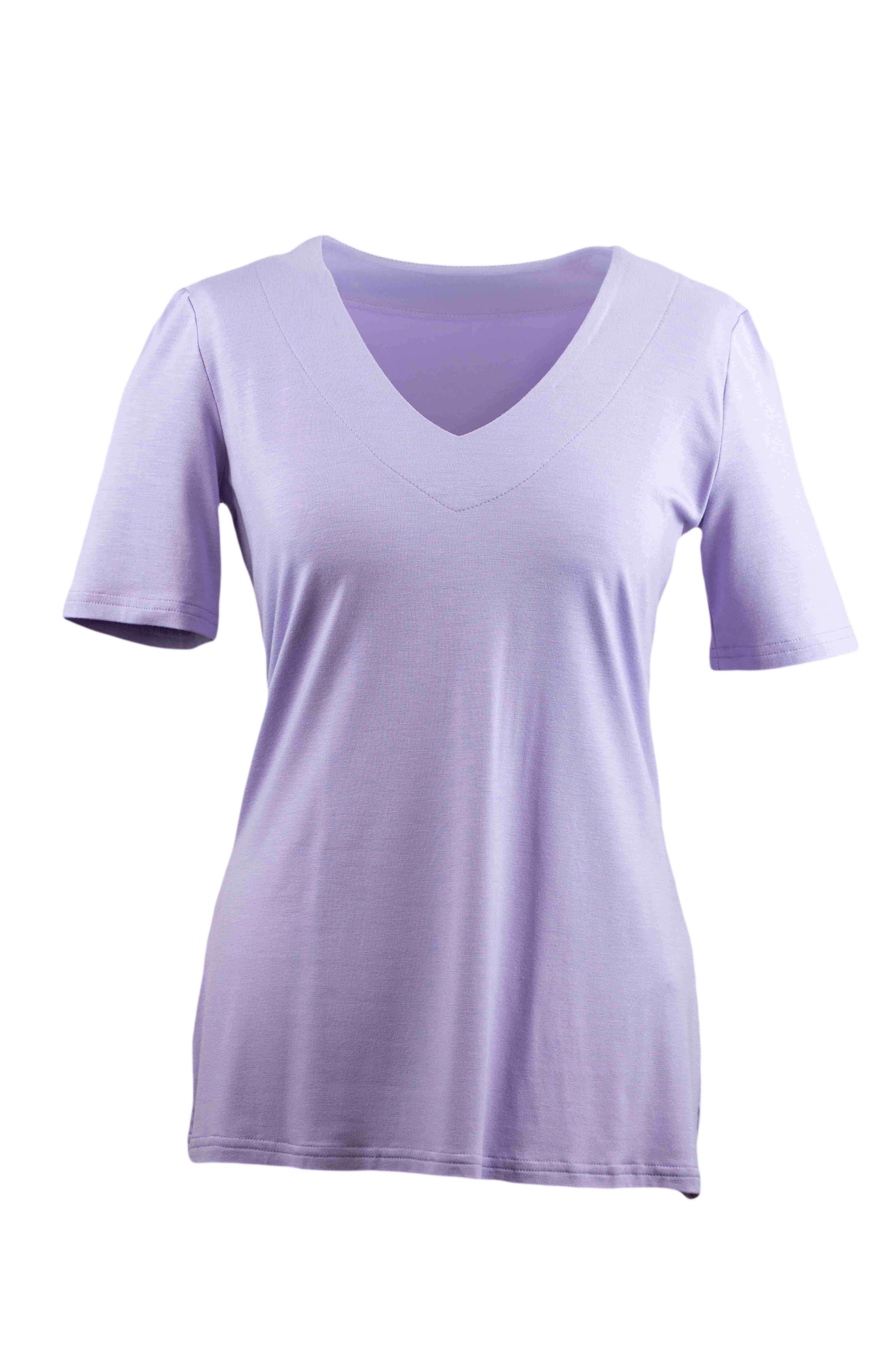 REWANA WOMEN'S BAMBOO T-SHIRT WITH 3/4 SLEEVES IN LILAC COLOR