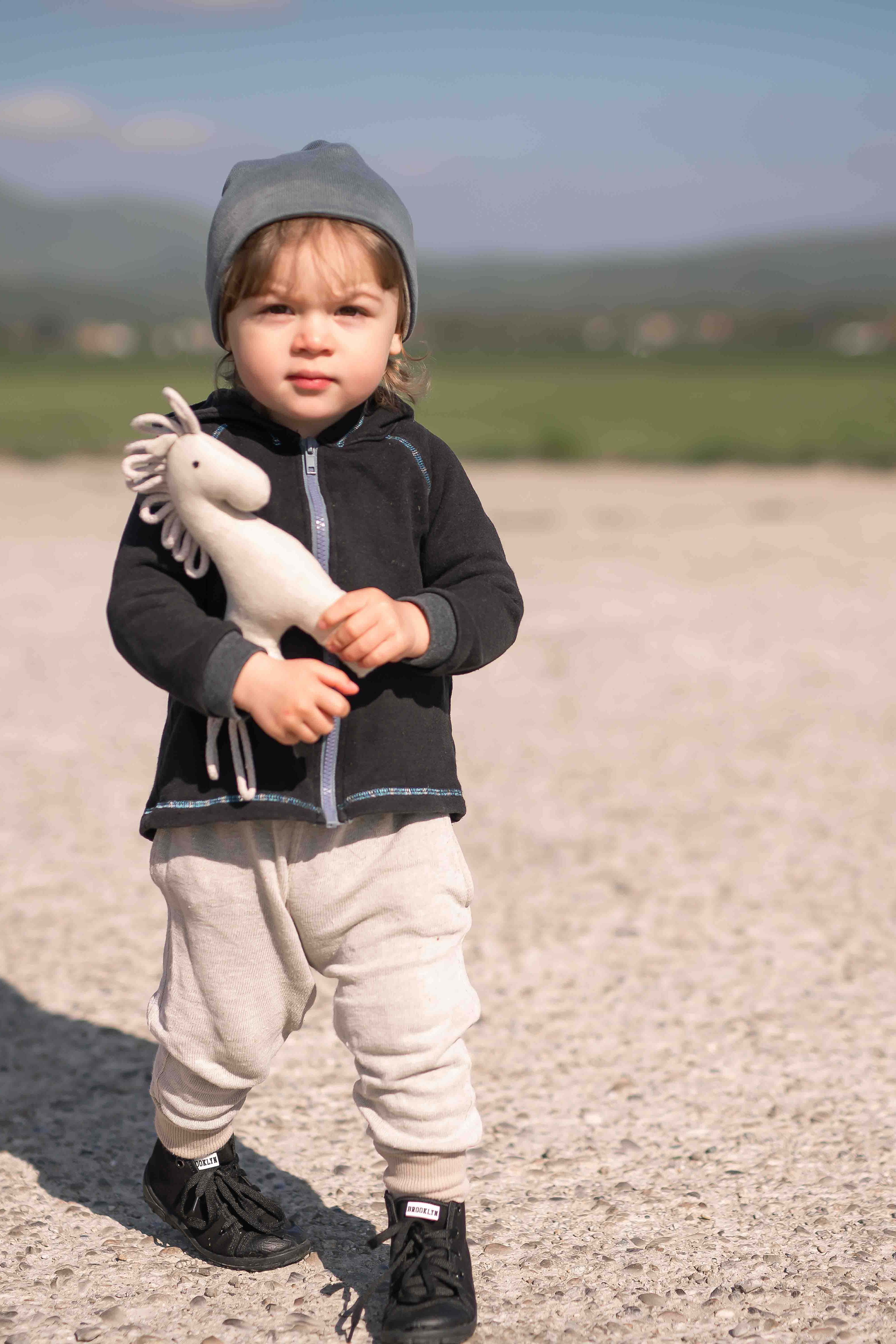 REWANA CHILDREN'S TRACKSUITS WITH PATENT 100% NATURAL KNIT IN NATURAL COLOR