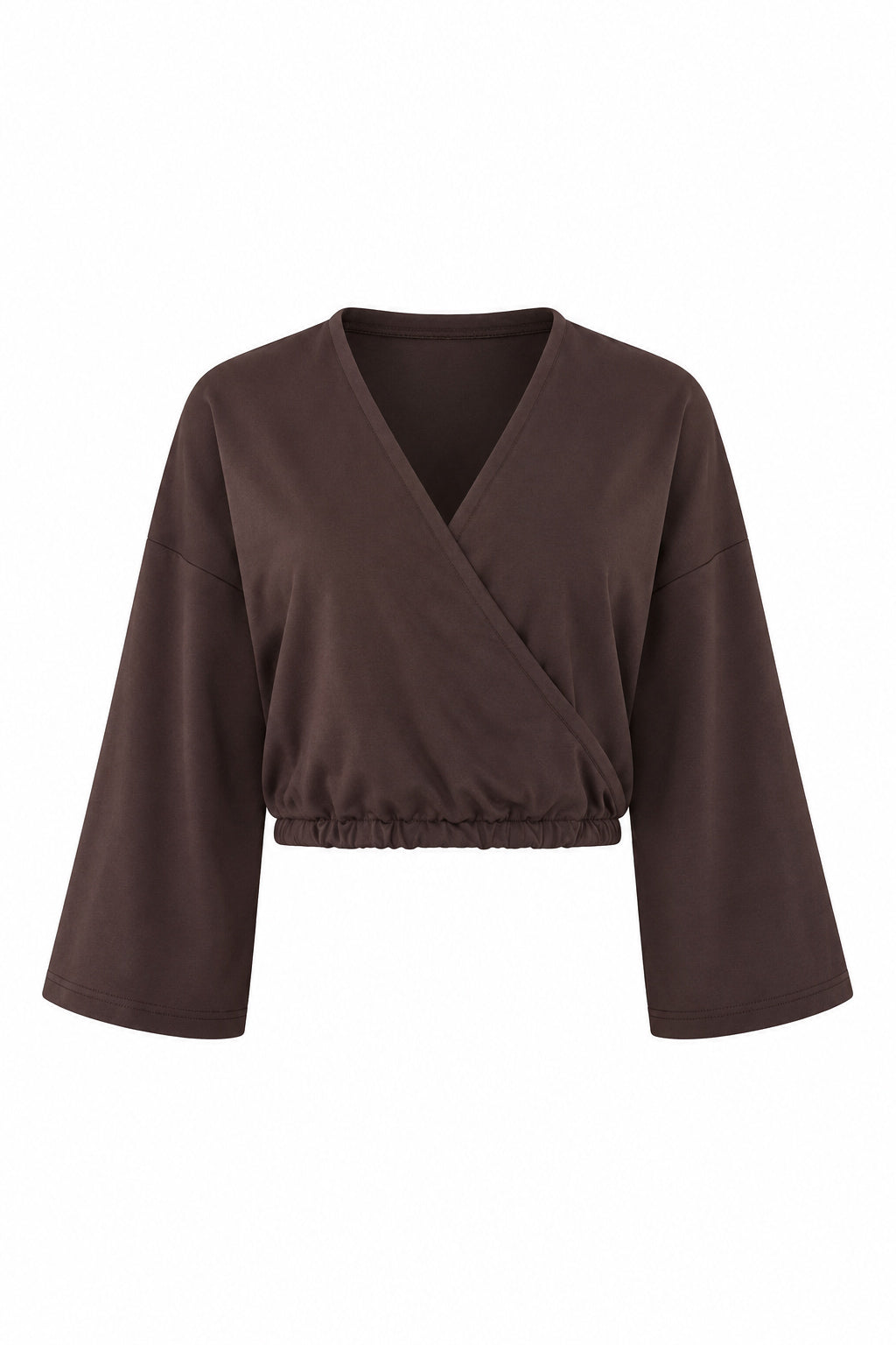 REWANA WOMEN'S CROSSED FRONT SWEATSHIRT IN CHOCOLATE BROWN COLOR