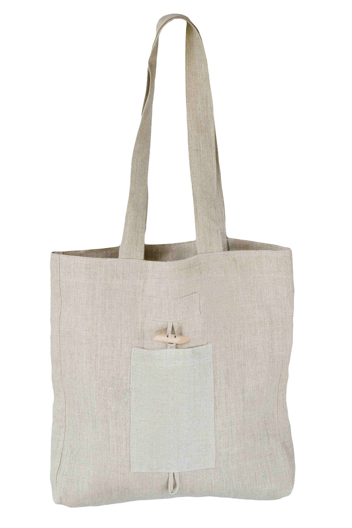 REWANA NATURAL HEMP FOLDABLE SHOPPING BAG WITH BUTTON POCKET